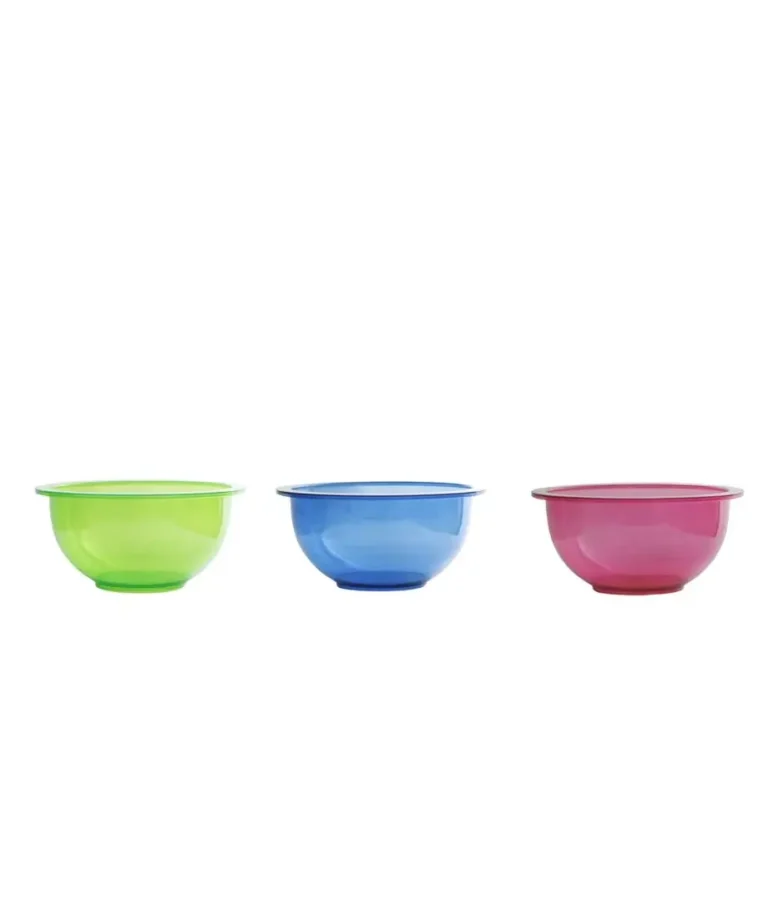 Trzy miski kuchenne 4l dostępne w trzech kolorach: zielony, niebieski i fioletowy