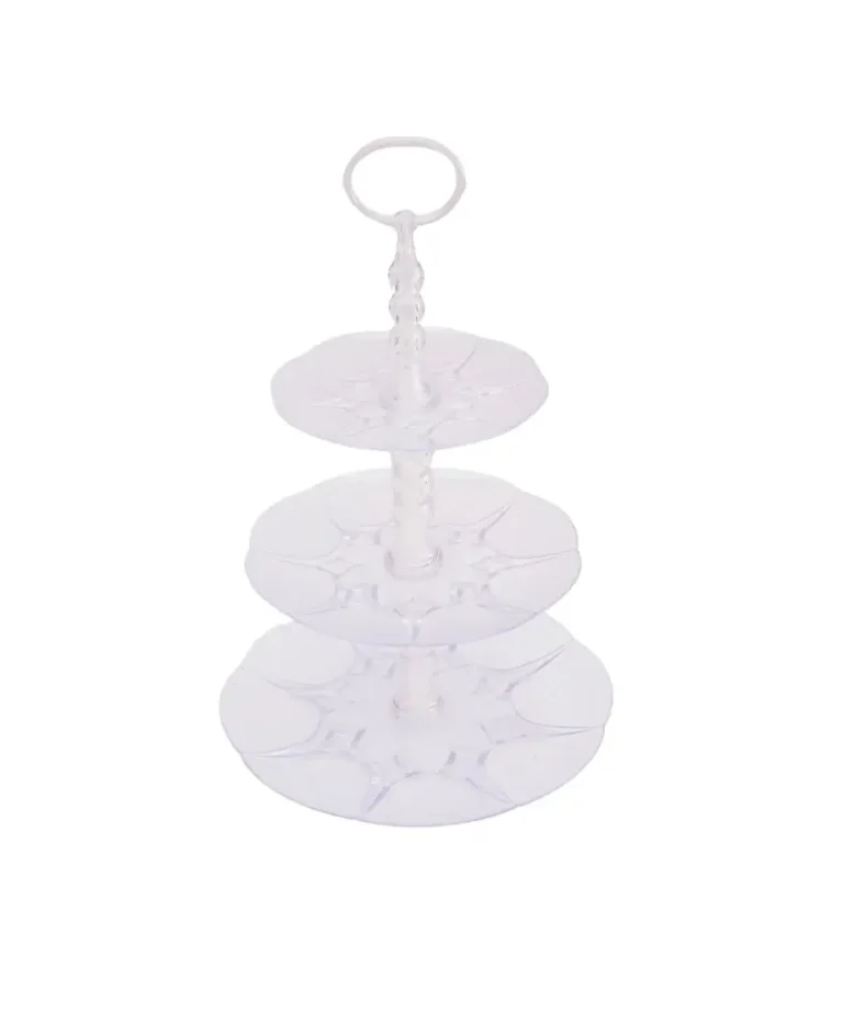 3 poziomowa patera do ciast i owoców, transparentna